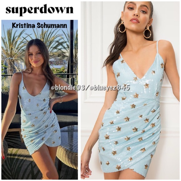 superdown Dresses & Skirts - Revolve Superdown “Dina” mini dress in light blue star M NWT